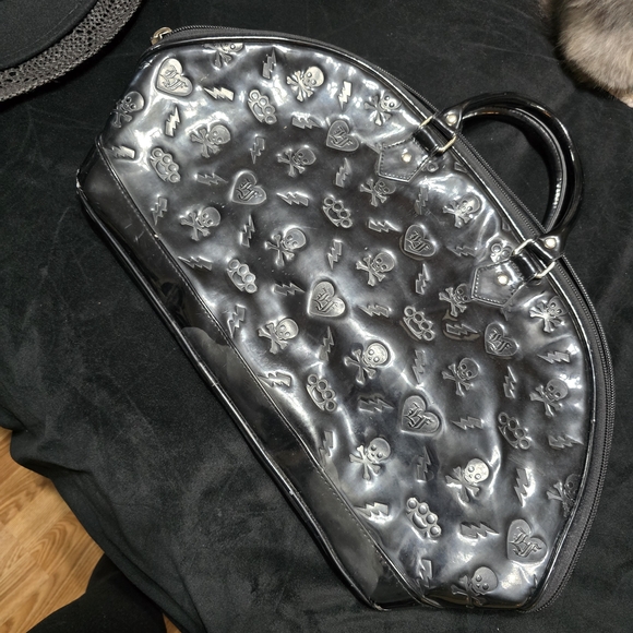 Loungefly Handbags - Loungefly Glossy Black Embossed Handbag